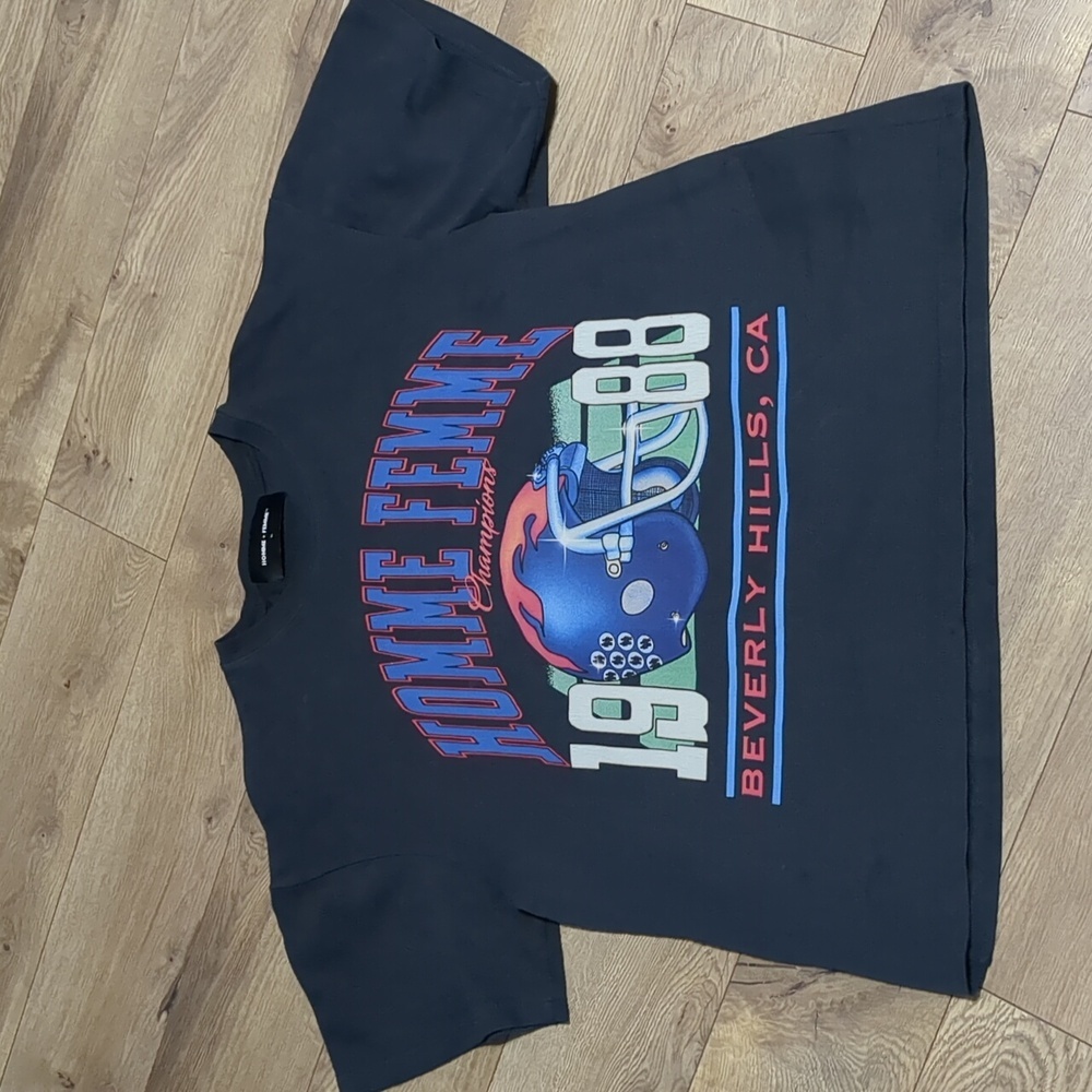 Homme + Femme Champions 1988 Beverly Hills Cropped t shirt Size XL